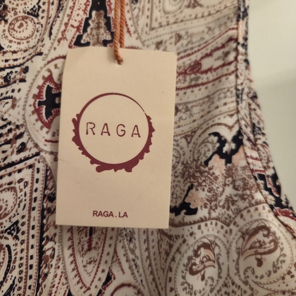 RAGA Paisley Like Design Lace Front Blouse With Ruffle Hem - Cream & Black - Picture 2 of 8